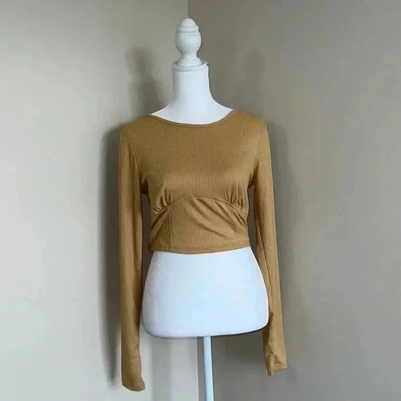 Just Polly Ribbed Lace Up Cut Out Cropped Top.​​ - Picture 1 of 15
